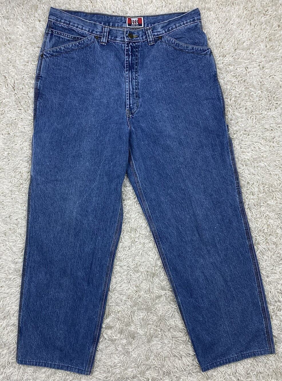 Vintage R&R Jean Co Carpenter Jeans Mens 36x32 (Fits 34x29.5) Baggy Wide Leg Y2K